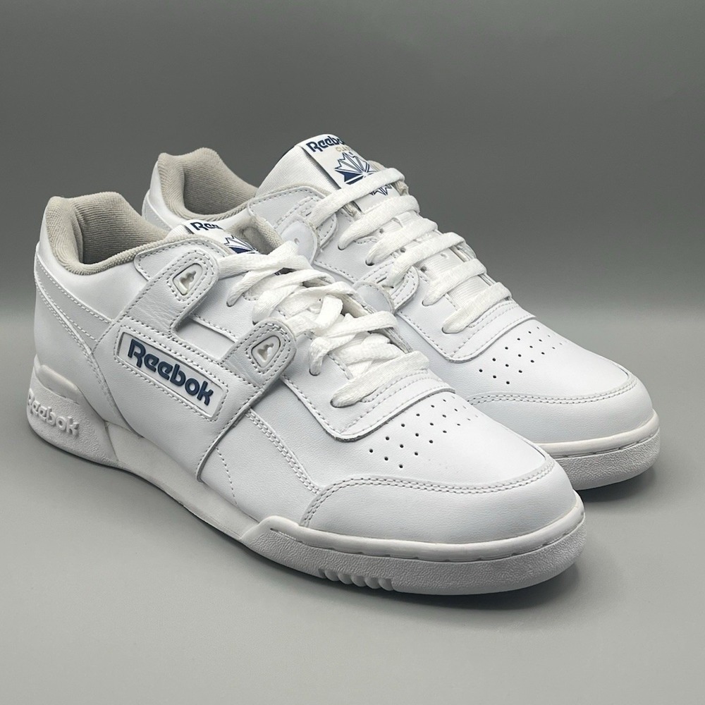 Reebok Classic Workout Plus White‎ Navy Retro Shoes  - Men's Size 9 NEW